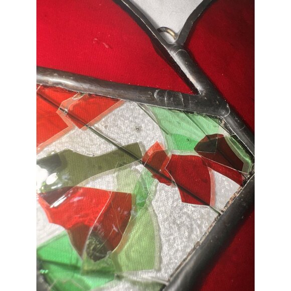 Stained fused Glass Heart Ornament Red Green Mosaic sun catcher - Picture 4 of 6